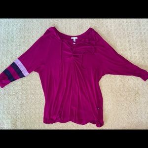 Maroon Long Sleeve Cinched Top